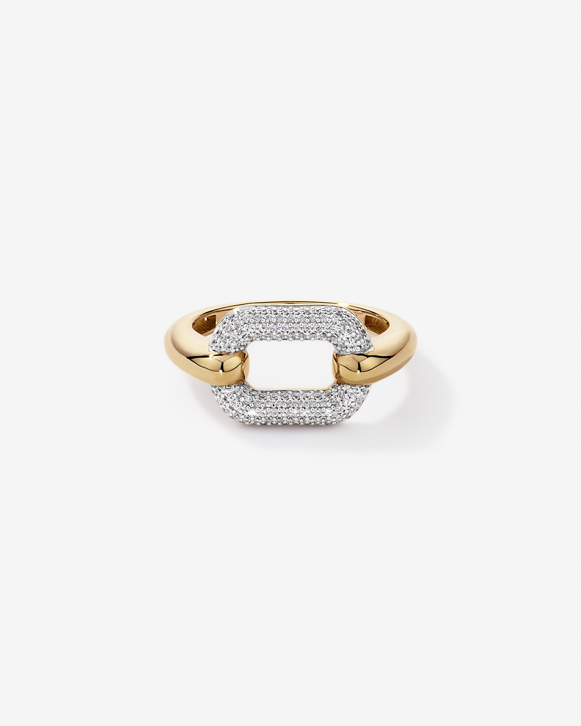 Luxe Link Ring with Cubic Zirconia in 18kt Vermeil